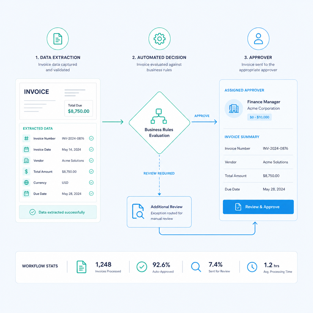 Flowchart of automated invoice approval workflow